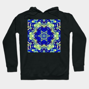 Psychedelic Mandala Flower Blue and Yellow Hoodie